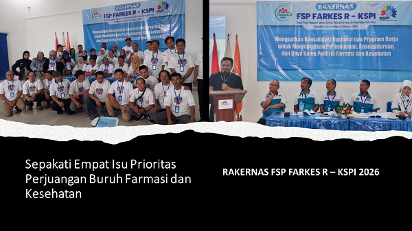 buruh farmasi - ilustrasi berita Rakernas FSP FARKES R-KSPI 2026 Sepakati Empat Isu Prioritas Perjuangan Buruh Farmasi…